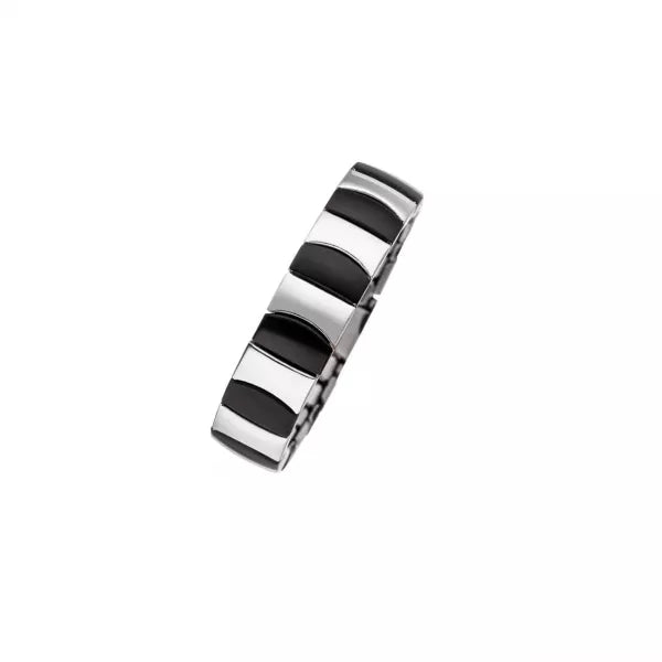 Flexi Ring bicolor negro-acero inoxidable